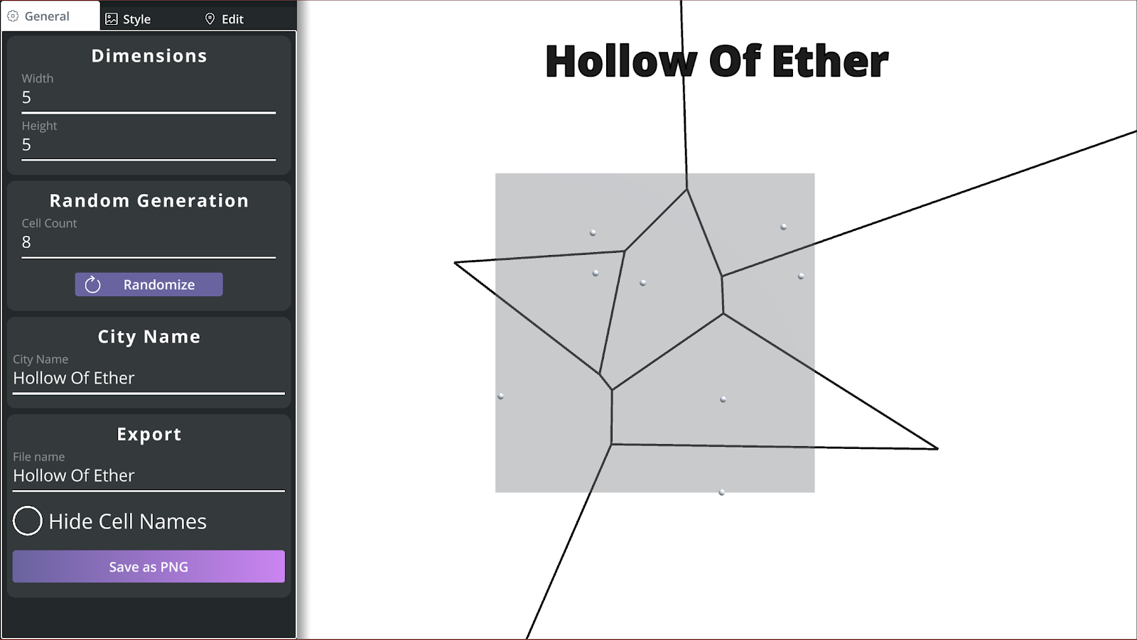 Generated Voronoi diagram